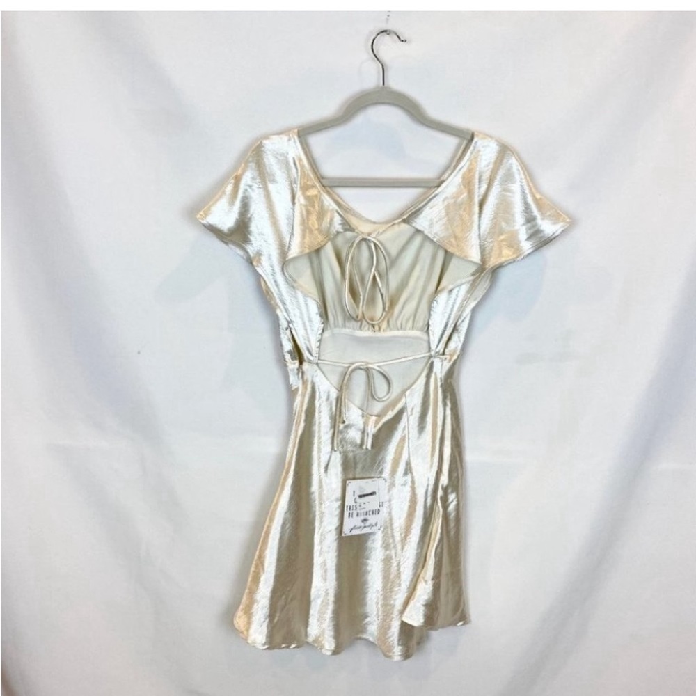 Free People Shiny Champagne Satin Mini Dress - Picture 2 of 6